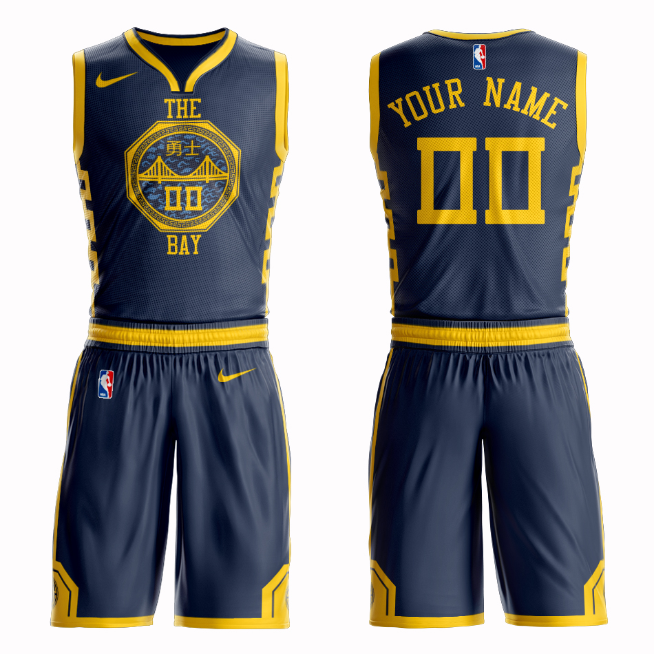 Men 2019 NBA Nike Golden State Warriors 00 dark blue Customized jersey